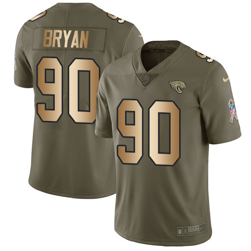 Nike Jacksonville Jaguars #90 Taven Bryan Olive Gold Men Stitched NFL Limited 2017 Salute To Service Jersey